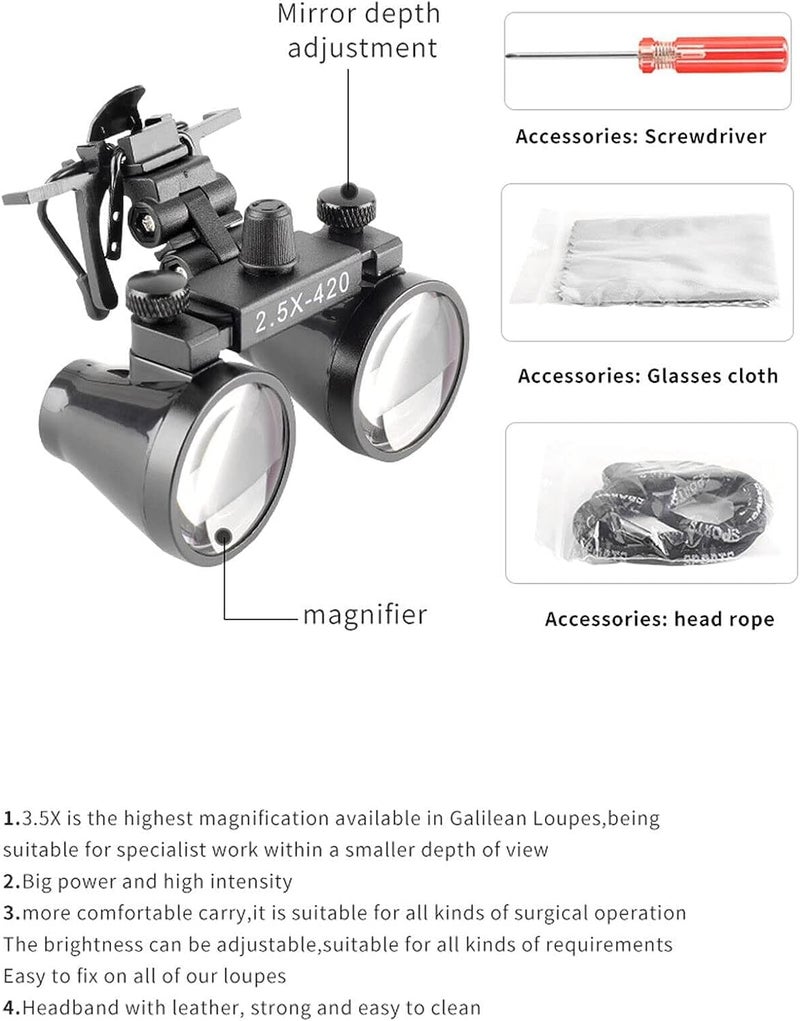 EustomA 2.5X/3.5X Binocular Loupes Glasses Magnifier Clip on Style DY-101 (2.5X) - Image 4